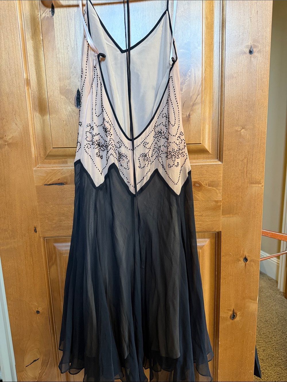 Beaded Two-Tone Slip Dress — Black and Nude BCBGMaxAzria - Picture 2 of 3
